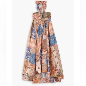 New Zimmermann Devi pleated paisley print silk midi dress